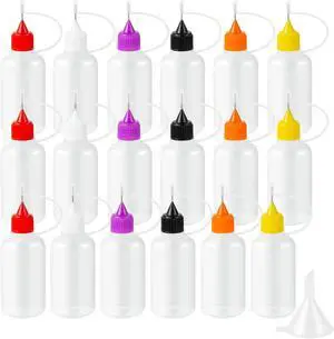 18PCS Precision Needle Tip Glue Applicator Bottles, 6 Color 50ML/1.69 OZ Fine Needle Tip Squeeze Bottle with Mini Funnel for DIY Paint Paper Quilling Craft Glue Ink Liquid Acrylic Painting 18PCS Precision Needle Tip Glue Applicator Bottles, 6 Color 50ML/1.69 OZ Fine Needle Tip Squeeze Bottle with Mini Funnel for DIY Paint Paper Quilling Craft Glue Ink Liquid Acrylic Painting