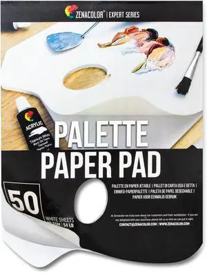 Zenacolor - Paper Palette Pad - 50 Removable and Disposable Sheets for Painters - 80gsm, 24lb - Paint Mixing Palette for All Paints (Oil, Acrylic, Watercolor,...) Zenacolor - Paper Palette Pad - 50 Removable and Disposable Sheets for Painters - 80gsm, 24lb - Paint Mixing Palette for All Paints (Oil, Acrylic, Watercolor,...)
