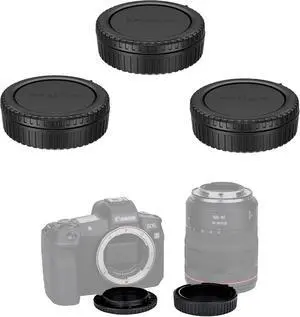 JJC Rear Lens Cap & Body Cap Cover for Canon RF Mount Cameras, 3-Pack | Replaces RF Rear Lens Cap & R-F-5 Body Cap, for Canon EOS R100 R50 R10 R8 R7 R6 V R6 Mark II R6 R5C R5 Mark II R5 R3 R RP JJC Rear Lens Cap & Body Cap Cover for Canon RF Mount Cameras, 3-Pack | Replaces RF Rear Lens Cap & R-F-5 Body Cap, for Canon EOS R100 R50 R10 R8 R7 R6 V R6 Mark II R6 R5C R5 Mark II R5 R3 R RP