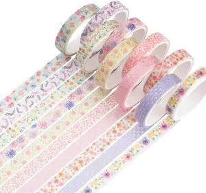 YUBBAEX 10 Rolls Sparkling Washi Tape Set 8mm Skinny Gold Foil Decorative Masking Washi Tapes for Journal,Scrapbook, Planner, DIY Crafts (Beautiful Flowers) YUBBAEX 10 Rolls Sparkling Washi Tape Set 8mm Skinny Gold Foil Decorative Masking Washi Tapes for Journal,Scrapbook, Planner, DIY Crafts (Beautiful Flowers)