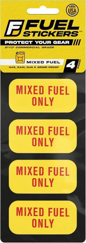Mixed Fuel Only Sticker, 2 Cycle Labels for Outdoor Fuel Power Equipment - Weather Proof, Extreme Stick, Commercial Grade Labelss by Fuel Stickers - USA Made (2x1 inch), 4 Labels Mixed Fuel Only Sticker, 2 Cycle Labels for Outdoor Fuel Power Equipment - Weather Proof, Extreme Stick, Commercial Grade Labelss by Fuel Stickers - USA Made (2x1 inch), 4 Labels