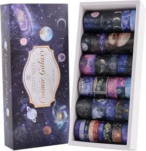 32 Rolls Washi Tape Set, Gold Foil Galaxy Decorative Masking Tape Constellation, Stars, Celestial, Adhesive Tape for Bullet Journal, Diy Craft, Scrapbooking Supplies, Gift Wrapping, Party Decoration 32 Rolls Washi Tape Set, Gold Foil Galaxy Decorative Masking Tape Constellation, Stars, Celestial, Adhesive Tape for Bullet Journal, Diy Craft, Scrapbooking Supplies, Gift Wrapping, Party Decoration