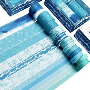 Washi Tape Set of 12 Rolls,Blue Sea Wave Decorative Washi Masking Tape | Sets for Craft,Kids,Scrapbook,DIY,Gift Wrapping Washi Tape Set of 12 Rolls,Blue Sea Wave Decorative Washi Masking Tape | Sets for Craft,Kids,Scrapbook,DIY,Gift Wrapping