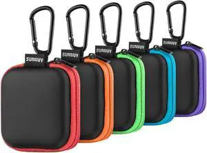 SUNGUY [5-Pack Earbud Case, Portable EVA Small Earbuds Carrying Case Storage Bag Organizer with Carabiners for Earphones, Earbuds, Earpieces, SD Memory Card, Camera Chips SUNGUY [5-Pack Earbud Case, Portable EVA Small Earbuds Carrying Case Storage Bag Organizer with Carabiners for Earphones, Earbuds, Earpieces, SD Memory Card, Camera Chips
