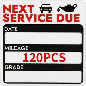 120 Pcs Oil Change Stickers, Next Service Due Sticker for Windshield | 2x2 Inches Strong Adhesion and No Residue, Clear Decals Labels for Car Auto Vehicles Window 120 Pcs Oil Change Stickers, Next Service Due Sticker for Windshield | 2x2 Inches Strong Adhesion and No Residue, Clear Decals Labels for Car Auto Vehicles Window