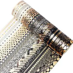 YUBBAEX 20 Rolls Washi Tape Set Black Gold Foil Print Decorative Tapes for Arts, DIY Crafts, Bullet Journals, Planners, Scrapbook, Wrapping (Skinny Black Gold x 20 Rolls) YUBBAEX 20 Rolls Washi Tape Set Black Gold Foil Print Decorative Tapes for Arts, DIY Crafts, Bullet Journals, Planners, Scrapbook, Wrapping (Skinny Black Gold x 20 Rolls)