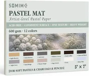 Somime 5x7 Sanded Pastel Paper Pad, 600gsm 12 Sheets of 12 Mixed Colors | Heavyweight Artist Drawing Paper Pad for Pencils and Soft Oil Charcoal Pastels Somime 5x7 Sanded Pastel Paper Pad, 600gsm 12 Sheets of 12 Mixed Colors | Heavyweight Artist Drawing Paper Pad for Pencils and Soft Oil Charcoal Pastels