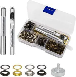 Luxiv 200 Sets 1/4In Grommet Kit, 4 Color Metal Eyelets with Tools and Box | 200 Metal Eyelets Kits, 4 Colors, 3 Setting Tools And Storage Box, For Leather, Fabric, Bags, Shoes And Crafts Luxiv 200 Sets 1/4In Grommet Kit, 4 Color Metal Eyelets with Tools and Box | 200 Metal Eyelets Kits, 4 Colors, 3 Setting Tools And Storage Box, For Leather, Fabric, Bags, Shoes And Crafts