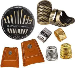 ZMAAGG Thimbles for Hand Sewing, 8 PCS Sewing Thimble, Metal Thimble | Thimbles for Hand Embroidery, Thimbles for Hand Quilting, Leather Thimble for Sewing, Embroidery ZMAAGG Thimbles for Hand Sewing, 8 PCS Sewing Thimble, Metal Thimble | Thimbles for Hand Embroidery, Thimbles for Hand Quilting, Leather Thimble for Sewing, Embroidery