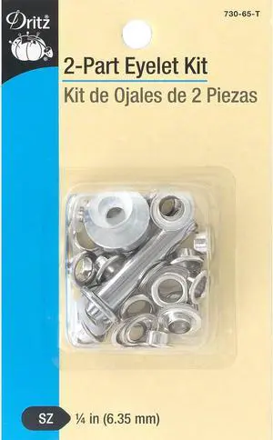 Dritz 730-65-T 2-Part Eyelets Kit with Tools, Nickel, 1/4-Inch 15-Count Dritz 730-65-T 2-Part Eyelets Kit with Tools, Nickel, 1/4-Inch 15-Count