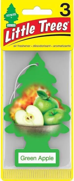 LITTLE TREES Car Air Freshener | Hanging Paper Tree for Home or Car | Green Apple | Pack of 3 LITTLE TREES Car Air Freshener | Hanging Paper Tree for Home or Car | Green Apple | Pack of 3