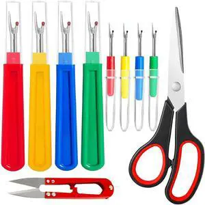 10 Pcs Sewing Seam Rippers, 4 Big and 4 Small Handy Stitch Ripper Sewing Tools with 2 Scissors for Sewing Crafting Thread Removin 10 Pcs Sewing Seam Rippers, 4 Big and 4 Small Handy Stitch Ripper Sewing Tools with 2 Scissors for Sewing Crafting Thread Removin