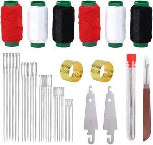 NTSDD 37 Pcs Large Eye Sewing Needles Kit for Hand Sewing with Threader | Includes thread, 2 threaders, 2 thimbles and seam ripper for clothing repairs, crafts, quilting and emergency sewing NTSDD 37 Pcs Large Eye Sewing Needles Kit for Hand Sewing with Threader | Includes thread, 2 threaders, 2 thimbles and seam ripper for clothing repairs, crafts, quilting and emergency sewing
