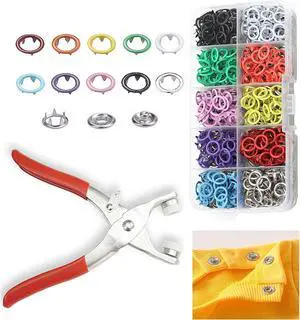 GTAAOY 9.5 mm Metal Snaps Buttons with Snap Pliers, 100 Set, 10 Colors | No-Sew Buttons, Snap Fastener Pliers Press Tool Kit for Fabric, Baby Clothing, Bibs, Shirts, Dish Towel, Upholstery, Crafts GTAAOY 9.5 mm Metal Snaps Buttons with Snap Pliers, 100 Set, 10 Colors | No-Sew Buttons, Snap Fastener Pliers Press Tool Kit for Fabric, Baby Clothing, Bibs, Shirts, Dish Towel, Upholstery, Crafts