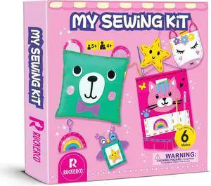 R RUCKERCO Sewing Kit for Kids Ages 4-8, My First Sewing Kit with 6 Easy DIY Felt Projects, Learn to Sew Beginner Arts and Crafts, Stuffed Animal & Pillow Craft Gift for Girls Boys Ages 6-10 R RUCKERCO Sewing Kit for Kids Ages 4-8, My First Sewing Kit with 6 Easy DIY Felt Projects, Learn to Sew Beginner Arts and Crafts, Stuffed Animal & Pillow Craft Gift for Girls Boys Ages 6-10