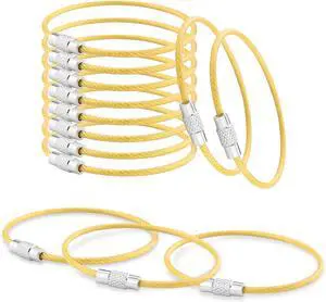 CooBigo 12 Pack Stainless Steel Loops 2mm Coated Wire Keychain Cable Large Key Rings 6 inch Key Chain for Women, Luggage Tags, Key Tags, Keyrings, Kitchen Utensils, Duster - Yellow CooBigo 12 Pack Stainless Steel Loops 2mm Coated Wire Keychain Cable Large Key Rings 6 inch Key Chain for Women, Luggage Tags, Key Tags, Keyrings, Kitchen Utensils, Duster - Yellow