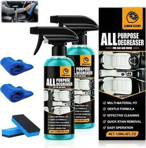 2Pcs All Purpose Degreaser for Car and House, Lemon Scent Mulit Heavy-Duty Cleaning Spray, Car and House Multi-purpose Cleaning Spray, Quick Stain Removal For Cars Kitchen Bathroom 2Pcs All Purpose Degreaser for Car and House, Lemon Scent Mulit Heavy-Duty Cleaning Spray, Car and House Multi-purpose Cleaning Spray, Quick Stain Removal For Cars Kitchen Bathroom