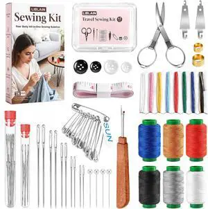 LIBLAIN Sewing Kit with Big Eye Steel Needles for Adults | Needle and Thread Kit for Hand Sewing, 43Pcs Mini Travel Sewing Kit Included, 78Pcs LIBLAIN Sewing Kit with Big Eye Steel Needles for Adults | Needle and Thread Kit for Hand Sewing, 43Pcs Mini Travel Sewing Kit Included, 78Pcs