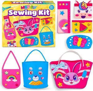 MGparty My First Kids Sewing Kit, DIY Arts & Crafts Set with 7 Felt Bag Projects, Beginner Sewing Activities for Kids Ages 5+, Creative Learning Craft Kit, Birthday Gifts for Boys & Girls MGparty My First Kids Sewing Kit, DIY Arts & Crafts Set with 7 Felt Bag Projects, Beginner Sewing Activities for Kids Ages 5+, Creative Learning Craft Kit, Birthday Gifts for Boys & Girls