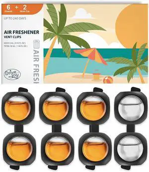 DRIVEJOY Car Air Freshener Vent Clips, 8 PK, 6 Hawaiian, 2 New Car, Car Fresheners for Men Women, Up to 240 Days, Natural Odor Eliminator DRIVEJOY Car Air Freshener Vent Clips, 8 PK, 6 Hawaiian, 2 New Car, Car Fresheners for Men Women, Up to 240 Days, Natural Odor Eliminator