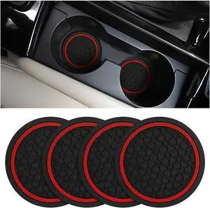 Mandark 4PCS 2.75 Inch Car Cup Holder Coasters, Non-Slip, Black/Red | PVC construction, washable waterproof surface, fits most cars, SUVs, and trucks, automotive accessories Mandark 4PCS 2.75 Inch Car Cup Holder Coasters, Non-Slip, Black/Red | PVC construction, washable waterproof surface, fits most cars, SUVs, and trucks, automotive accessories