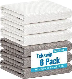 Microfiber Glass Cleaning Cloth, White Gray, 6 Pack Microfiber Glass Cleaning Cloth, White Gray, 6 Pack