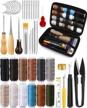 BAGERLA Heavy Duty Sewing Kit, Needle and Thread Kit with Upholstery Thread Needles Sewing Awl Seam Ripper for Car Seats Carpets Shoes Backpacks DIY Crafting BAGERLA Heavy Duty Sewing Kit, Needle and Thread Kit with Upholstery Thread Needles Sewing Awl Seam Ripper for Car Seats Carpets Shoes Backpacks DIY Crafting