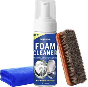 SHIELDOM Car Interior Cleaner Kit Multifunctional Foam Cleaner, Clean Cars Seat Carpet Upholstery with Detailing Brush & Towel Deep Inside Cleaning Remove Stain from Leather/Fabric/Vinyl/Plastic - 5oz SHIELDOM Car Interior Cleaner Kit Multifunctional Foam Cleaner, Clean Cars Seat Carpet Upholstery with Detailing Brush & Towel Deep Inside Cleaning Remove Stain from Leather/Fabric/Vinyl/Plastic - 5oz