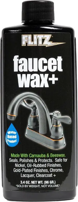 Flitz Faucet Wax Plus - 3.4oz Bottle of USA-Made, Water-Based Faucet Cleaner & Polisher for Water Stains, Fingerprints, & More - Metal Wax for Bronze, Nickel, Chrome, Brass - Granite Polish (1 Pack) Flitz Faucet Wax Plus - 3.4oz Bottle of USA-Made, Water-Based Faucet Cleaner & Polisher for Water Stains, Fingerprints, & More - Metal Wax for Bronze, Nickel, Chrome, Brass - Granite Polish (1 Pack)