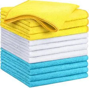 GLIMGLINT Microfiber Cleaning Cloth, 12 Pack Towels for Cars 14 X12 Inch | High Absorbent & Lint Free Shop Rags Bulk, All-Purpose Car Cleaning Towels for Cars, Kitchen, Restaurant, Garage, Multicolor GLIMGLINT Microfiber Cleaning Cloth, 12 Pack Towels for Cars 14 X12 Inch | High Absorbent & Lint Free Shop Rags Bulk, All-Purpose Car Cleaning Towels for Cars, Kitchen, Restaurant, Garage, Multicolor