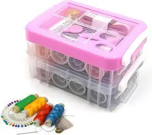 Sewing Kit for Adults,Sewing Kit Travel,2 Tier Sewing Kits(Pink) Sewing Kit for Adults,Sewing Kit Travel,2 Tier Sewing Kits(Pink)