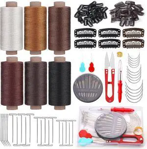 135 Pcs Hair Extension Clip Hair Weave Thread Hand Sewing Supplies | Wig Sewing Kit Hair Thread, Metal Snap Clips, U Shape Wig Clips, J/T/C Needles and Storage Bag for DIY Wig Making Hand Sewing 135 Pcs Hair Extension Clip Hair Weave Thread Hand Sewing Supplies | Wig Sewing Kit Hair Thread, Metal Snap Clips, U Shape Wig Clips, J/T/C Needles and Storage Bag for DIY Wig Making Hand Sewing