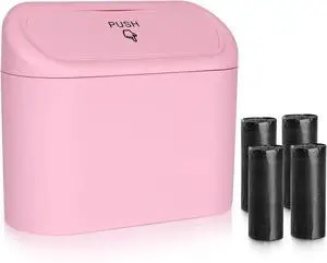 Accmor Car Trash Can with Lid, Leakproof Vehicle Garbage Organizer Holder Bin with 60 Pack Trash Bags, Mini Auto Dustbin Accessories Storage Container for Vans, SUVs, Office (Pink) Accmor Car Trash Can with Lid, Leakproof Vehicle Garbage Organizer Holder Bin with 60 Pack Trash Bags, Mini Auto Dustbin Accessories Storage Container for Vans, SUVs, Office (Pink)