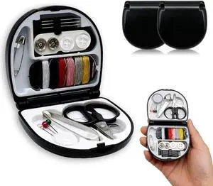 Reroon 2 Pack Mini Travel Sewing Kit for Adult & Kid | Portable Sewing Box Kit Bulk | Small Emergency Repair Set with Thread Scissors Needle for Travel, Beginner DIY Handcraft | Black Reroon 2 Pack Mini Travel Sewing Kit for Adult & Kid | Portable Sewing Box Kit Bulk | Small Emergency Repair Set with Thread Scissors Needle for Travel, Beginner DIY Handcraft | Black