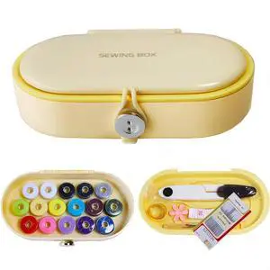 Portable Sewing Kit for Emergency Repair, Travel Sewing Kit Box with Round Case, Includes Needles, Thread, Scissors, Thimble - Perfect Home & Dorm Essential for Beginners (3 Stylish Colors) (Yellow) Portable Sewing Kit for Emergency Repair, Travel Sewing Kit Box with Round Case, Includes Needles, Thread, Scissors, Thimble - Perfect Home & Dorm Essential for Beginners (3 Stylish Colors) (Yellow)