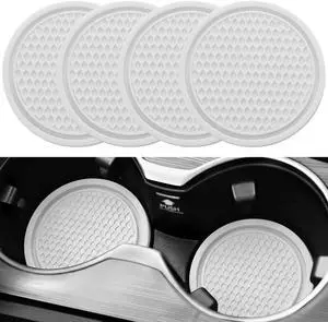 SINGARO Car Cup Coaster, 4PCS Universal Non-Slip Cup Holders Embedded in Ornaments Coaster, Car Interior Accessories, White SINGARO Car Cup Coaster, 4PCS Universal Non-Slip Cup Holders Embedded in Ornaments Coaster, Car Interior Accessories, White