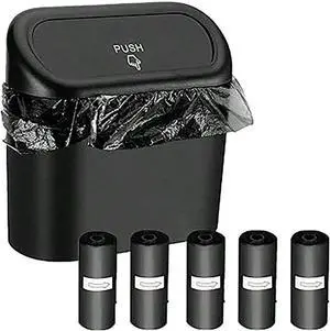Leak-Proof mini car Trash can, 150 Garbage Bags, with lid, can be Placed on the Desk or Hung, Perfect car Accessory! Leak-Proof mini car Trash can, 150 Garbage Bags, with lid, can be Placed on the Desk or Hung, Perfect car Accessory!