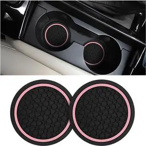 Mandark 2PCS 2.75 Inch Car Cup Holder Coasters, Non-Slip, Black/Pink, 2PCS | PVC construction, washable waterproof surface, fits most cars, SUVs, and trucks, automotive accessories Mandark 2PCS 2.75 Inch Car Cup Holder Coasters, Non-Slip, Black/Pink, 2PCS | PVC construction, washable waterproof surface, fits most cars, SUVs, and trucks, automotive accessories