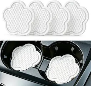 GaRhomxy Car Cup Holder Coaster, Universal Non-Slip Recessed Flower Shaped Cup Holders, Cute Car Accessories Interior for Women and Man Interior Sets 4 Pack (White) GaRhomxy Car Cup Holder Coaster, Universal Non-Slip Recessed Flower Shaped Cup Holders, Cute Car Accessories Interior for Women and Man Interior Sets 4 Pack (White)