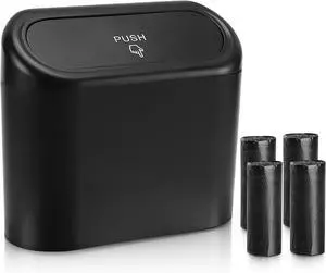 Accmor Car Trash Can with Lid, Leakproof Vehicle Garbage Organizer Holder Bin with 60 Pcs Trash Bags, Mini Auto Dustbin Interior Accessories Storage Container for SUV, Office, Home Accmor Car Trash Can with Lid, Leakproof Vehicle Garbage Organizer Holder Bin with 60 Pcs Trash Bags, Mini Auto Dustbin Interior Accessories Storage Container for SUV, Office, Home