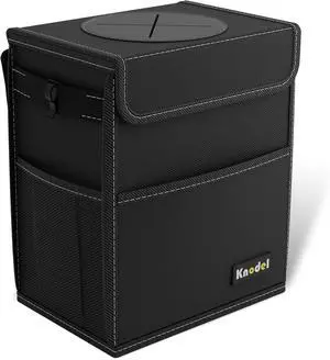 K KNODEL 2 Gallon Black Leak-Proof Waterproof Car Trash Can with Lid | Waterproof Car Garbage Can with Liner, Hanging Trash Bag for Car, Suv, Van, Truck K KNODEL 2 Gallon Black Leak-Proof Waterproof Car Trash Can with Lid | Waterproof Car Garbage Can with Liner, Hanging Trash Bag for Car, Suv, Van, Truck