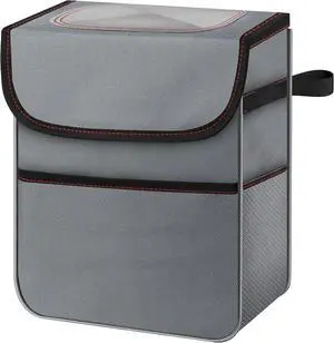 Simple Deluxe Car Trash Can with Lid and Storage Pockets, Multipurpose Garbage Bin with Adjustable Straps, Collapsible and Portable Organizer, 2 Gallon, Grey Simple Deluxe Car Trash Can with Lid and Storage Pockets, Multipurpose Garbage Bin with Adjustable Straps, Collapsible and Portable Organizer, 2 Gallon, Grey