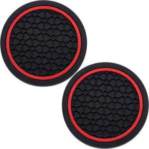 2-Piece Anti-Slip Car Cup Coaster Set 2.75 Inch Auto Insert Drink Mats, Perfect for Coffee & Beverages Stylish Interior Decor for Women & Girls (Black & Red) 2-Piece Anti-Slip Car Cup Coaster Set 2.75 Inch Auto Insert Drink Mats, Perfect for Coffee & Beverages Stylish Interior Decor for Women & Girls (Black & Red)