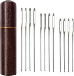 Zhenqing Redwood Needle Case with 12 Blunt Tip Cross Stitch Needles, Natural Wood Embroidery Needle Holder & Nickel-Plated Rustproof Sewing Needles for Crafters, Organize Threading Tools67502 Zhenqing Redwood Needle Case with 12 Blunt Tip Cross Stitch Needles, Natural Wood Embroidery Needle Holder & Nickel-Plated Rustproof Sewing Needles for Crafters, Organize Threading Tools67502