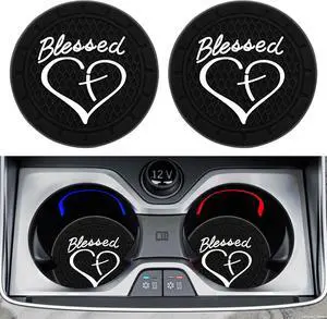 2PCS Car Cup Holder Coaster, Cup Holder Insert, 2.75 Inch Anti Slip Shockproof Embedded Drink Mat, Blessed Cross and Heart Christian Auto Drink Cup Mat Car Accessories Fit Cars (Black) 2PCS Car Cup Holder Coaster, Cup Holder Insert, 2.75 Inch Anti Slip Shockproof Embedded Drink Mat, Blessed Cross and Heart Christian Auto Drink Cup Mat Car Accessories Fit Cars (Black)