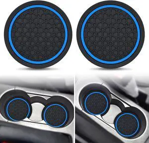 Auprite Car Cup Coasters, 2 Pack 2.77 Inch Universal Auto Cup Holder Insert Coasters, Non-Slip Anti Dust Mats Suitable for Most Car Interior Accessories (Blue) Auprite Car Cup Coasters, 2 Pack 2.77 Inch Universal Auto Cup Holder Insert Coasters, Non-Slip Anti Dust Mats Suitable for Most Car Interior Accessories (Blue)