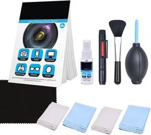 Camkix Camera Lens Cleaning Kit - Air Blower, 2in1 Lens Cleaning Pen, Cleaning Brush, Spray Bottle w/Cleaning Solution, Lens Cleaning Paper Tissue (50 Sheets), Microfiber Cleaning Cloths- for Lenses Camkix Camera Lens Cleaning Kit - Air Blower, 2in1 Lens Cleaning Pen, Cleaning Brush, Spray Bottle w/Cleaning Solution, Lens Cleaning Paper Tissue (50 Sheets), Microfiber Cleaning Cloths- for Lenses