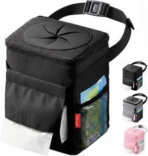 Lifewit Car Trash Can with Lid, Garbage Bag Hanging, Trash Bin, 2 Gallon | Leakproof, Waterproof, Tissue Holder, Adjustable Straps, Magnetic Snaps, Automotive Interior Accessories, Black Lifewit Car Trash Can with Lid, Garbage Bag Hanging, Trash Bin, 2 Gallon | Leakproof, Waterproof, Tissue Holder, Adjustable Straps, Magnetic Snaps, Automotive Interior Accessories, Black