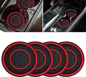 Car Cup Coasters - 4 Pack 2.75 Inch Diameter Universal Anti Slip Cup Holder | Auto Anti Slip Cup Holder Insert Coaster, Suitable for Most Car Interior Accessories(Red) (4) Car Cup Coasters - 4 Pack 2.75 Inch Diameter Universal Anti Slip Cup Holder | Auto Anti Slip Cup Holder Insert Coaster, Suitable for Most Car Interior Accessories(Red) (4)