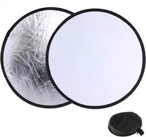 2 in 1 Lighting Reflectors Round Folding Portable 30cm/12inch Camera Photo Reflector Diffuser for Photography Reflector Portrait Still Life Fill Light - Silver & White 2 in 1 Lighting Reflectors Round Folding Portable 30cm/12inch Camera Photo Reflector Diffuser for Photography Reflector Portrait Still Life Fill Light - Silver & White
